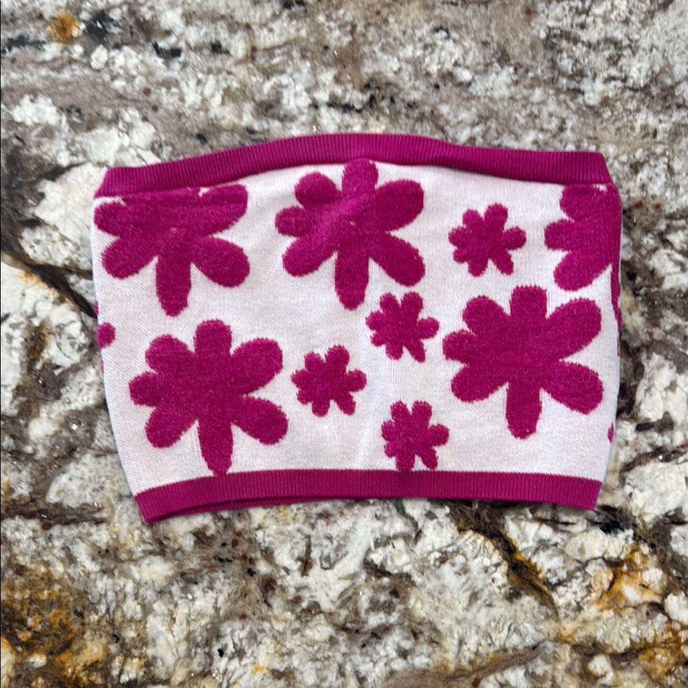 Pink and White Floral Tube Top